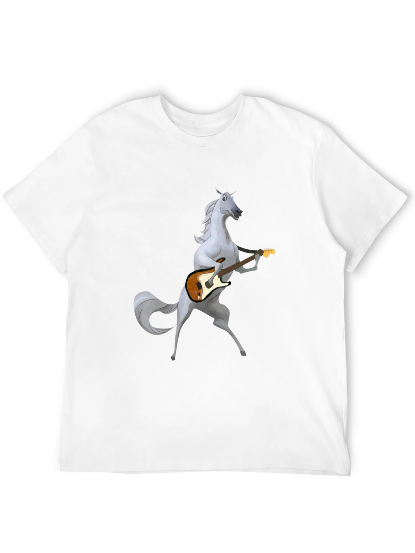 Horse Guitar Player Graphic Black T-Shirt
