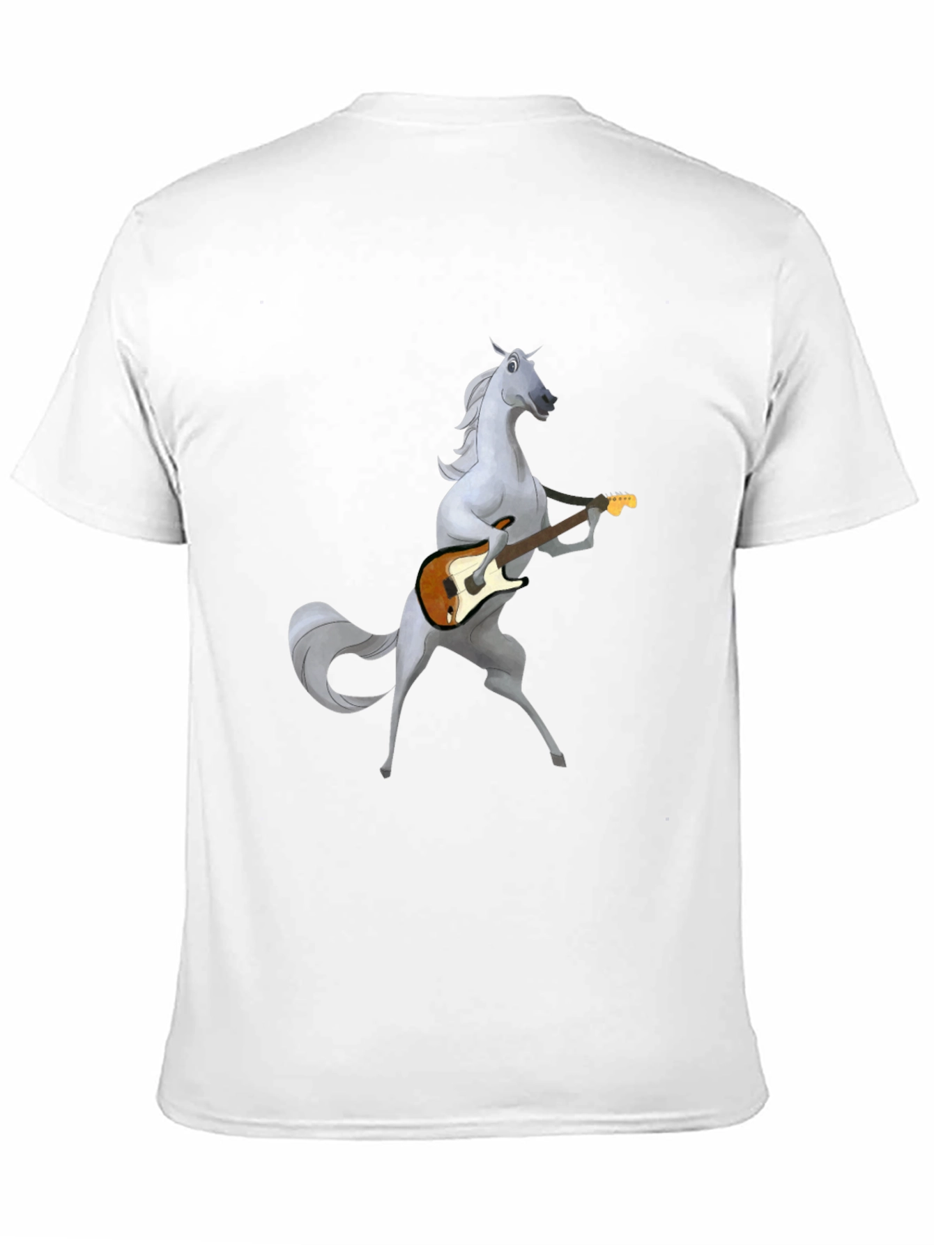 Horse Guitar Player Graphic Black T-Shirt