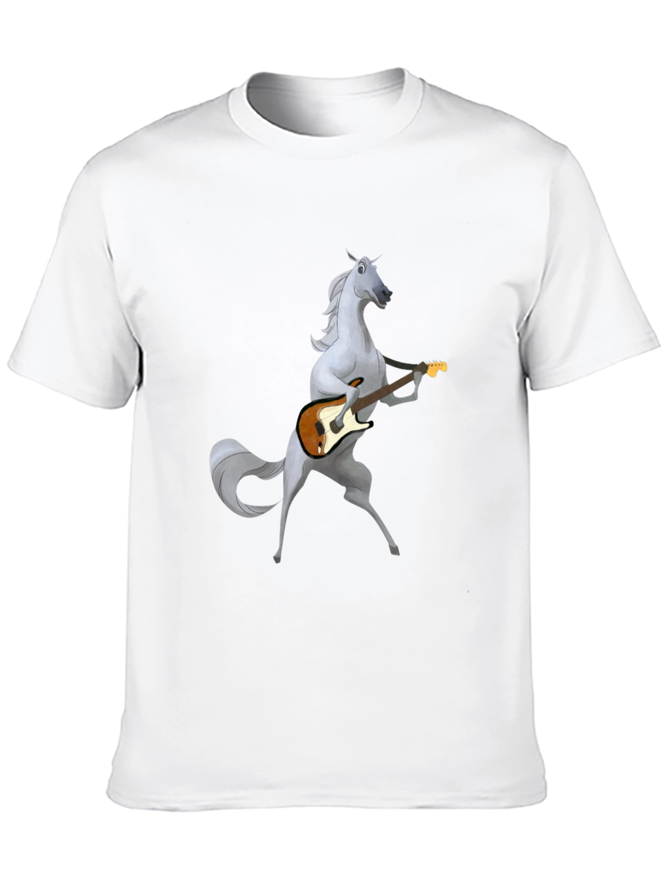 Horse Guitar Player Graphic Black T-Shirt