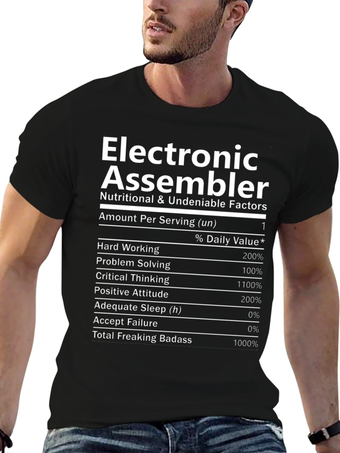 Electronic Assembler Nutrition Facts T-Shirt - Funny Job Tee