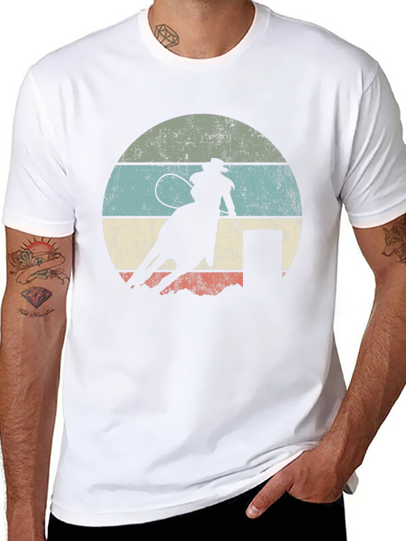 Retro Cowboy Rodeo Black T-Shirt