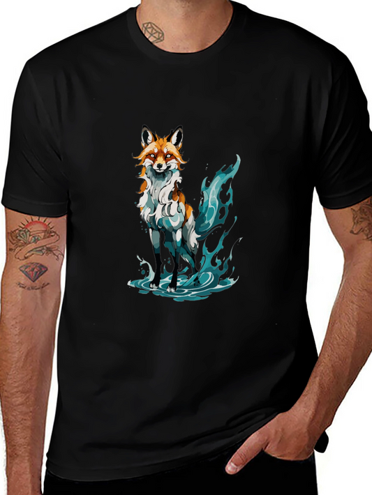 Mystic Fox Graphic Tee - Soft Black Cotton
