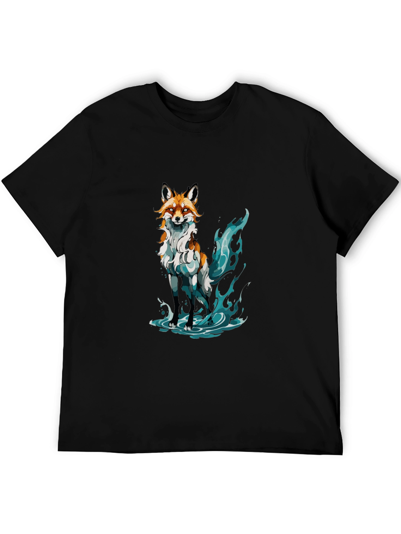 Mystic Fox Graphic Tee - Soft Black Cotton