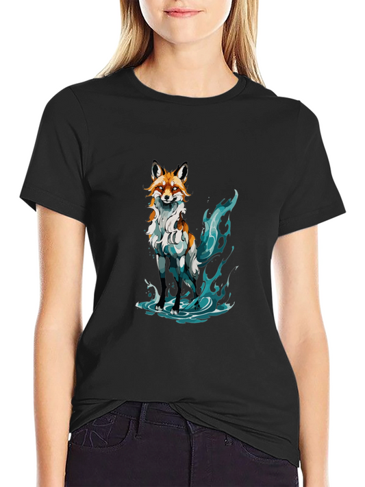 Mystic Fox Graphic Tee - Soft Black Cotton