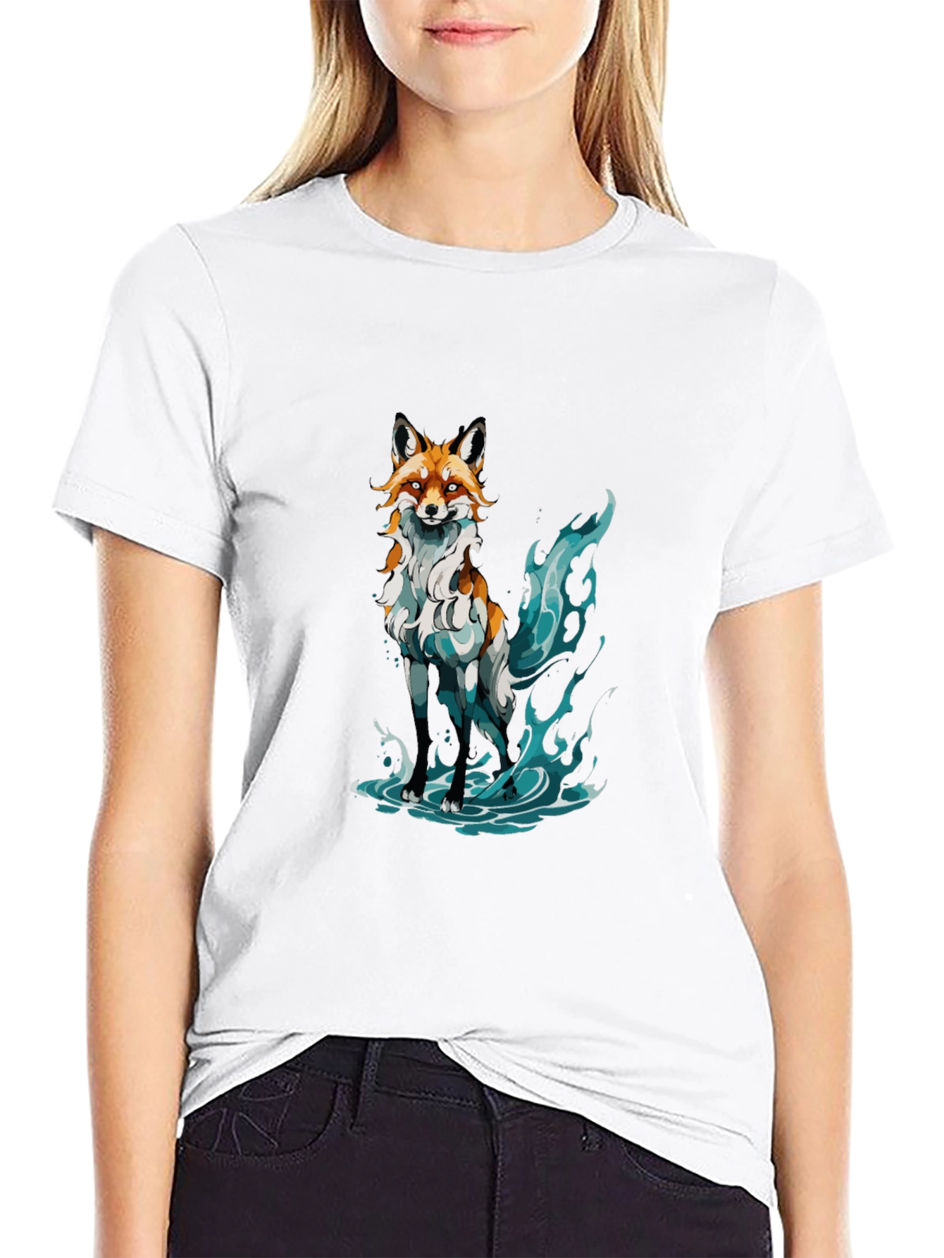 Mystic Fox Graphic Tee - Soft Black Cotton