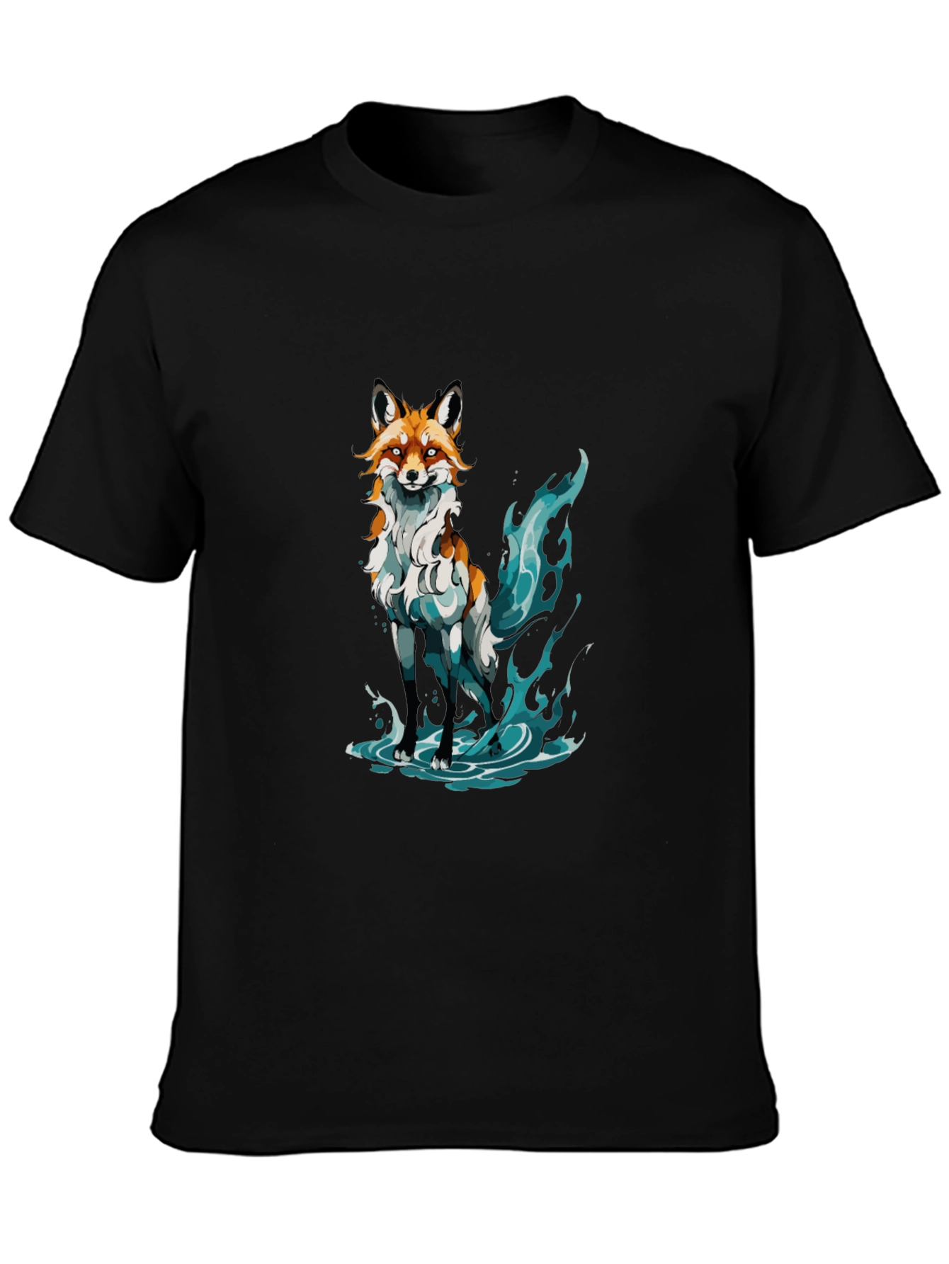 Mystic Fox Graphic Tee - Soft Black Cotton
