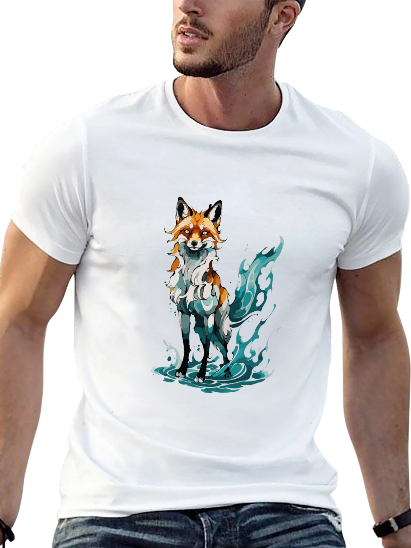 Mystic Fox Graphic Tee - Soft Black Cotton