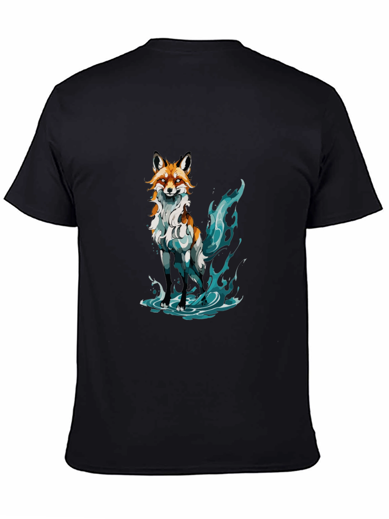 Mystic Fox Graphic Tee - Soft Black Cotton