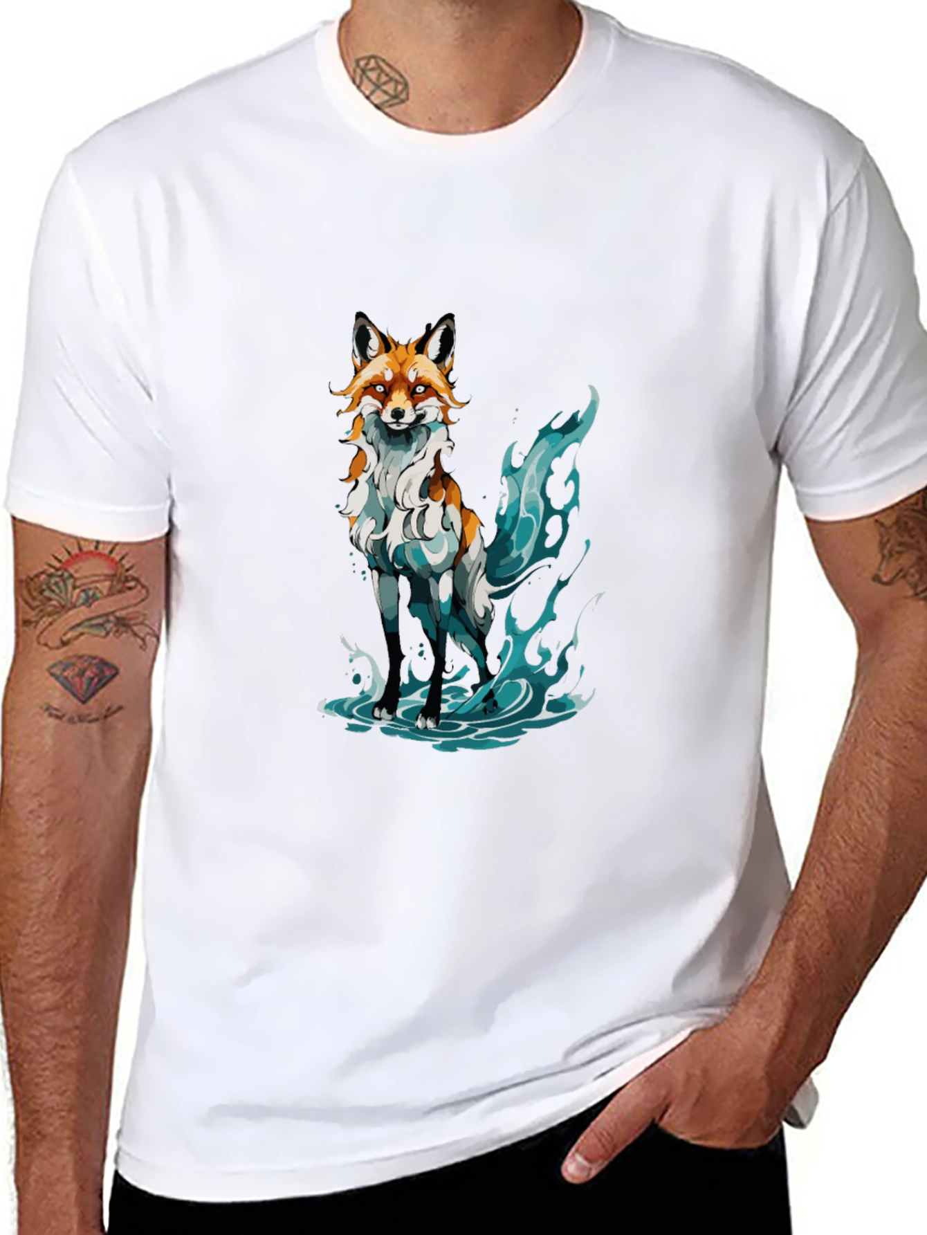 Mystic Fox Graphic Tee - Soft Black Cotton