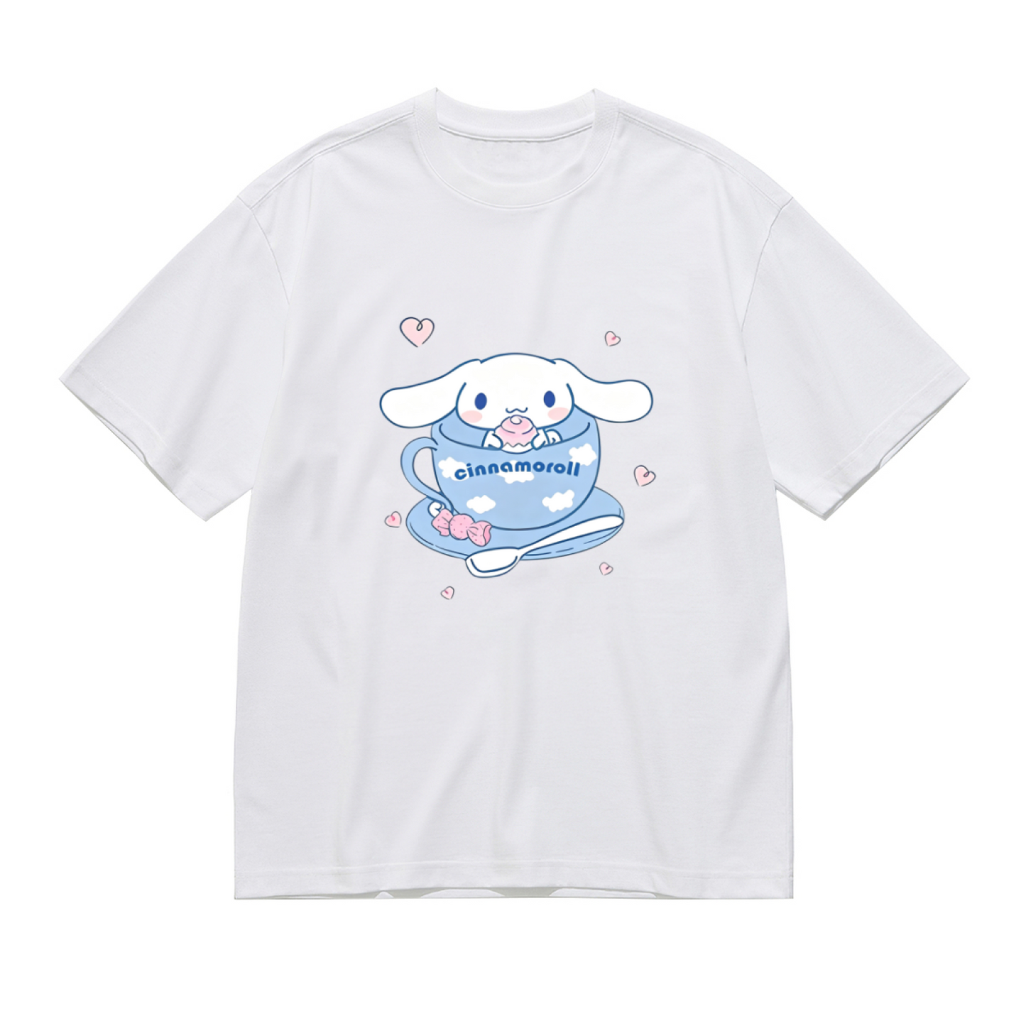 Plus Size Women Lovely Cinnamoroll Teacup Heart?Decor Plus?Size T?Shirt