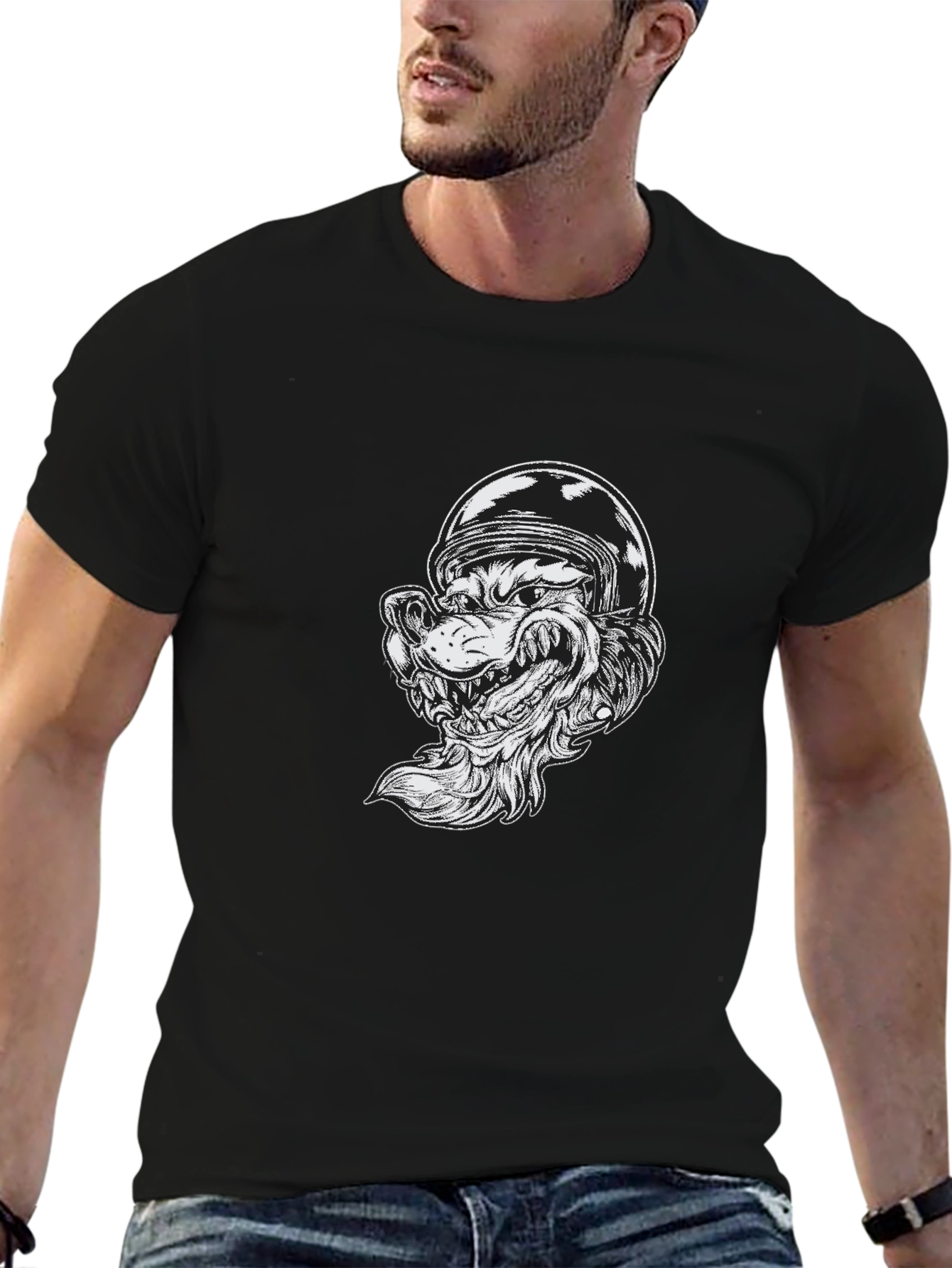 Wolf Rider Graphic Tee - Black