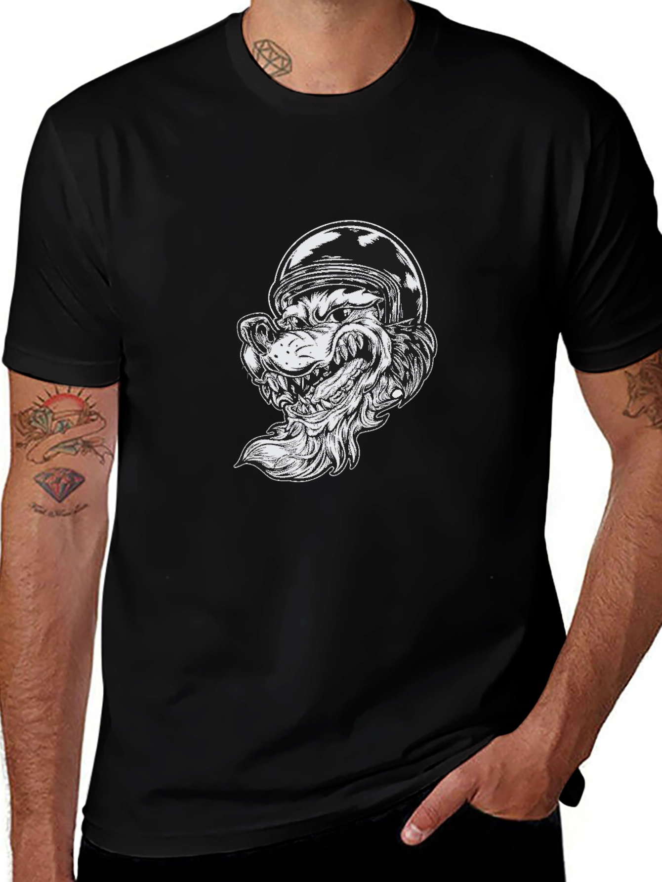 Wolf Rider Graphic Tee - Black