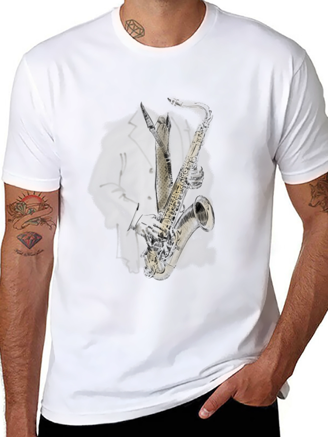 Cool Saxophone Player Black T-Shirt