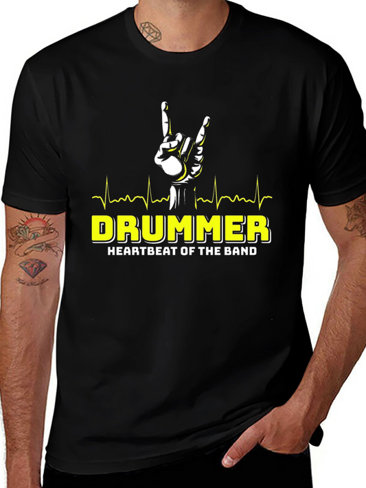 Drummer Heartbeat Band T-Shirt - Rock On!