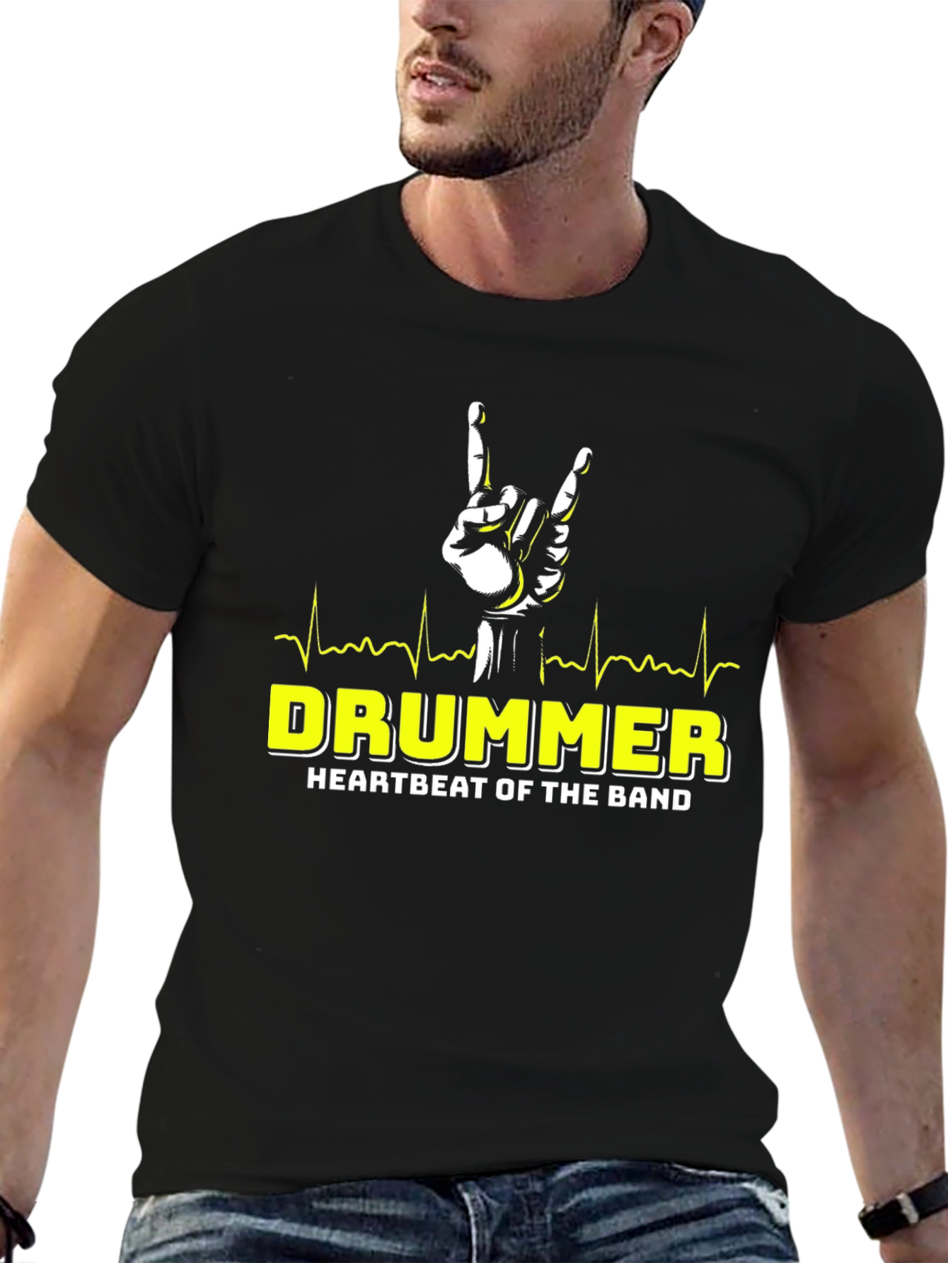 Drummer Heartbeat Band T-Shirt - Rock On!