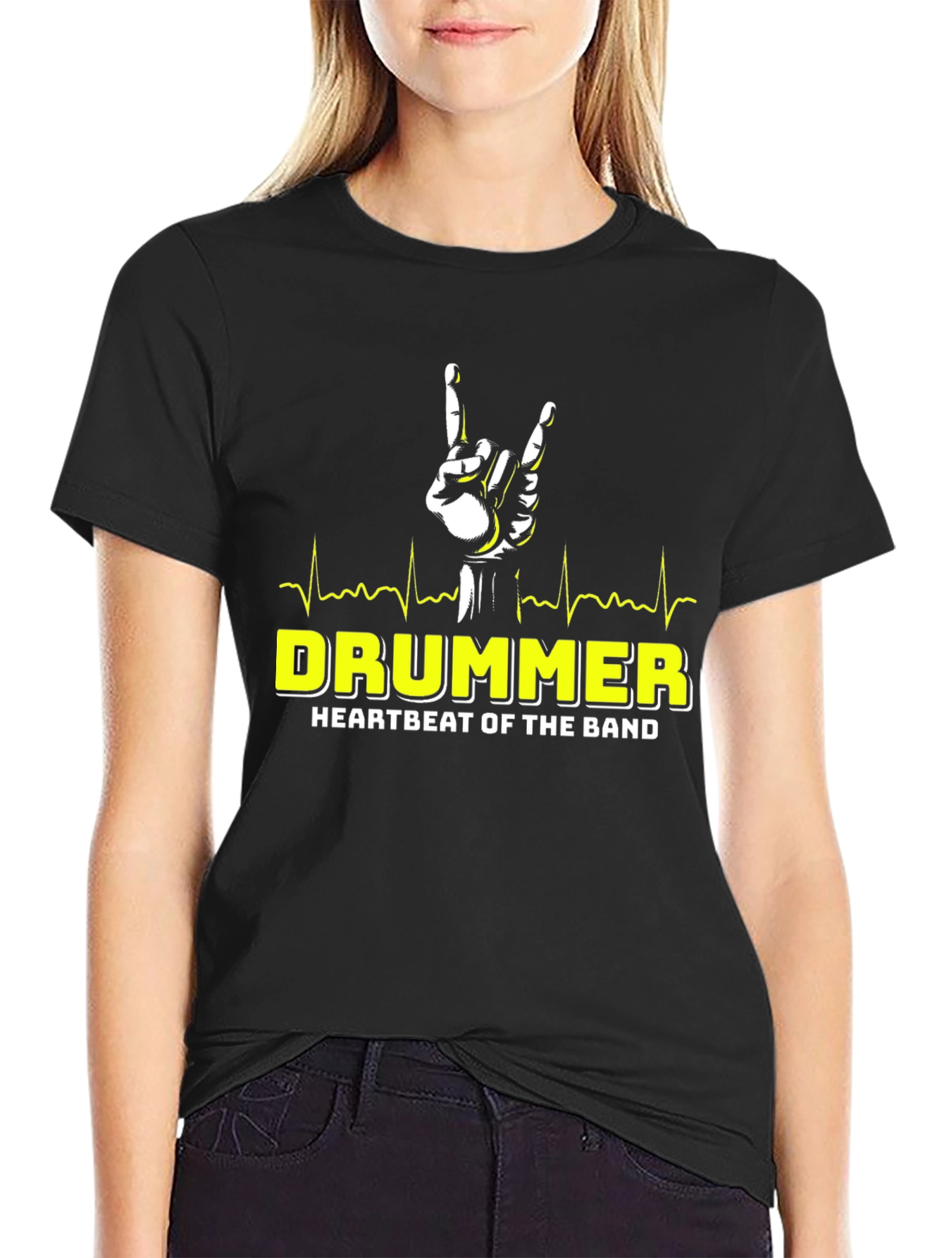 Drummer Heartbeat Band T-Shirt - Rock On!