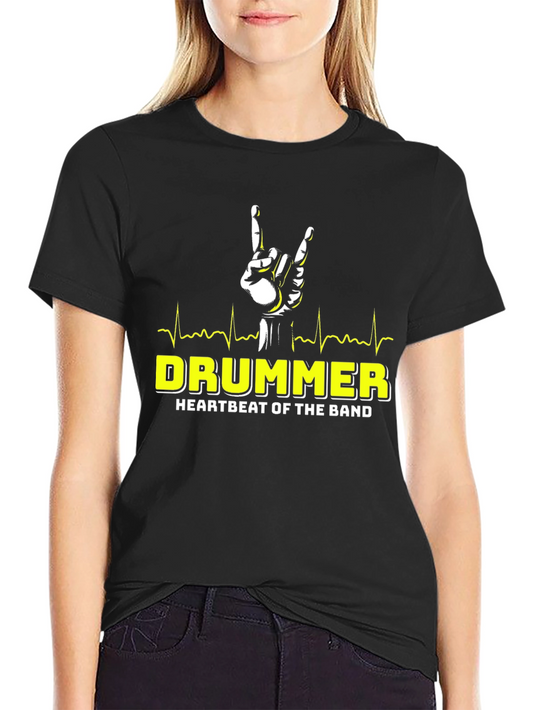 Drummer Heartbeat Band T-Shirt - Rock On!