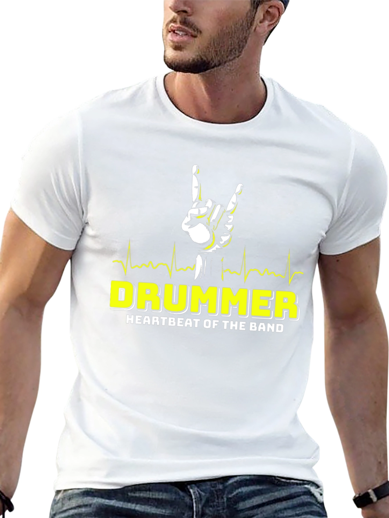 Drummer Heartbeat Band T-Shirt - Rock On!