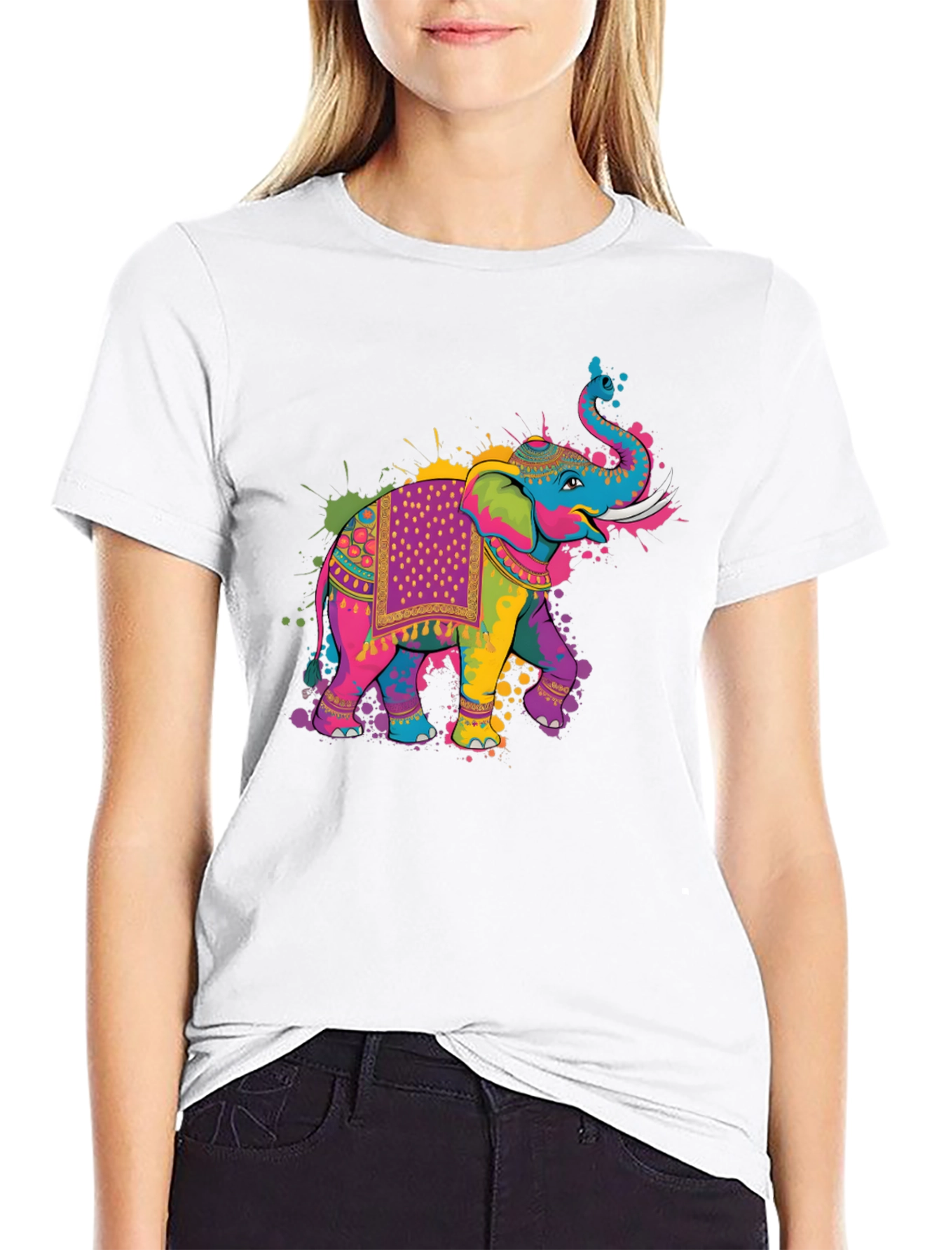 Colorful Elephant Graphic T-Shirt
