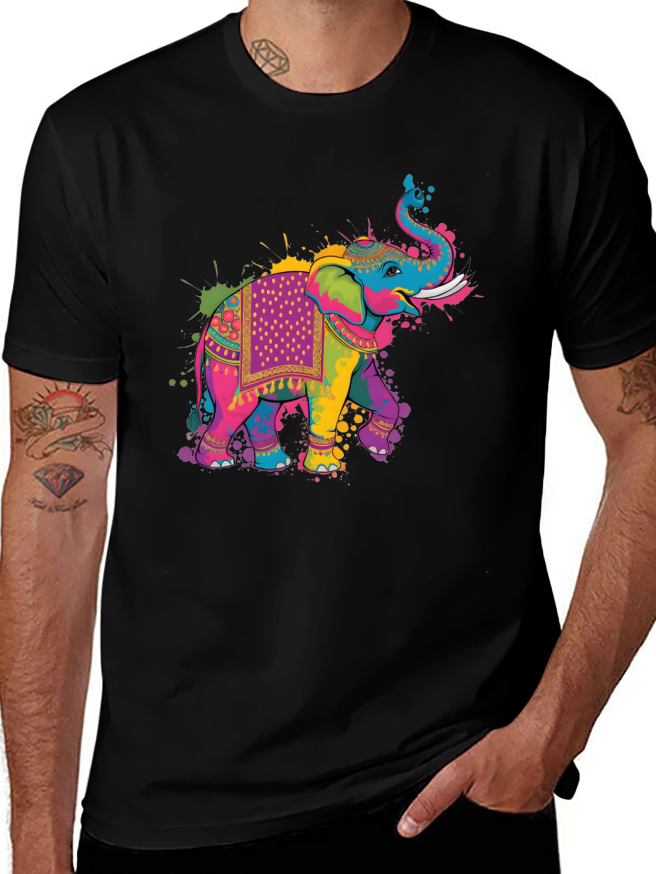 Colorful Elephant Graphic T-Shirt