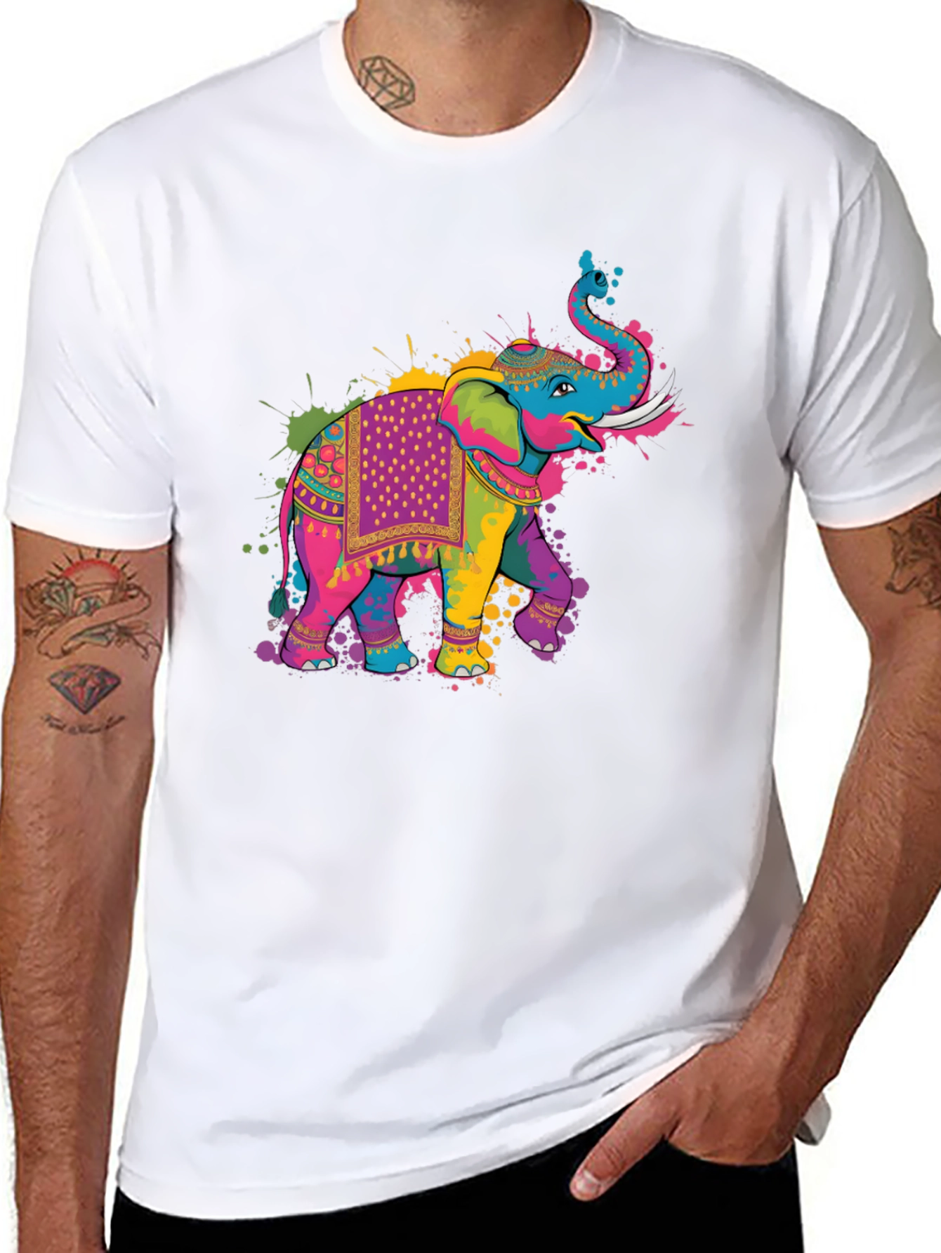 Colorful Elephant Graphic T-Shirt
