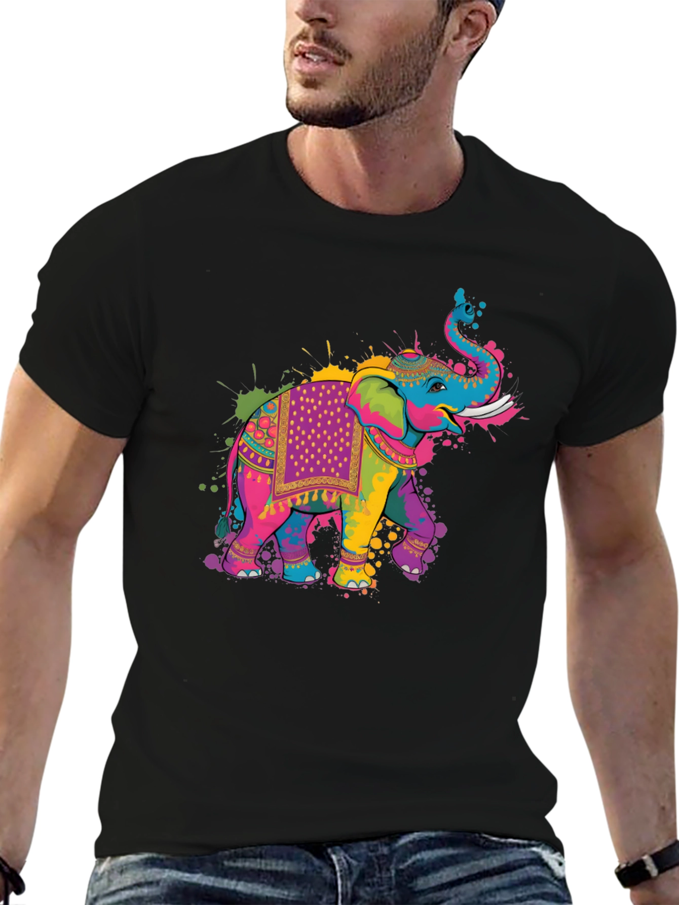 Colorful Elephant Graphic T-Shirt