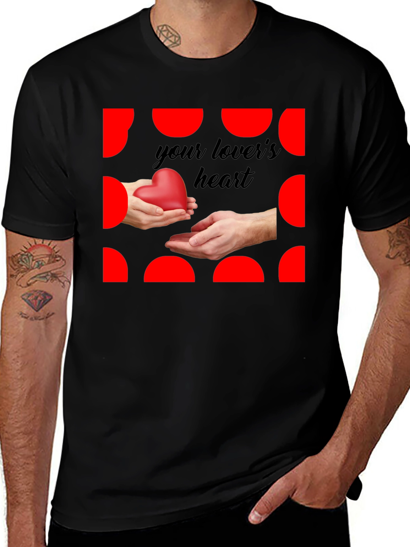 Lovers Heart Graphic Tee - Black
