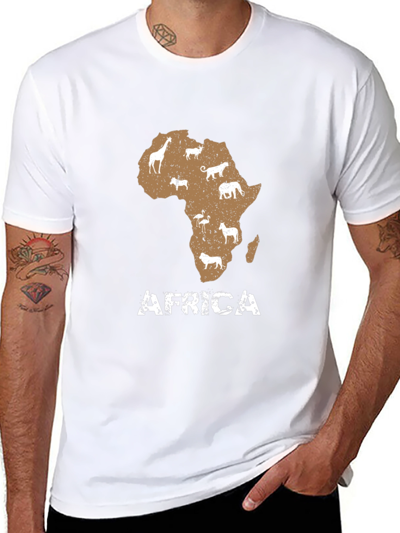 Africa Map Graphic T-Shirt - Animal Continent Tee