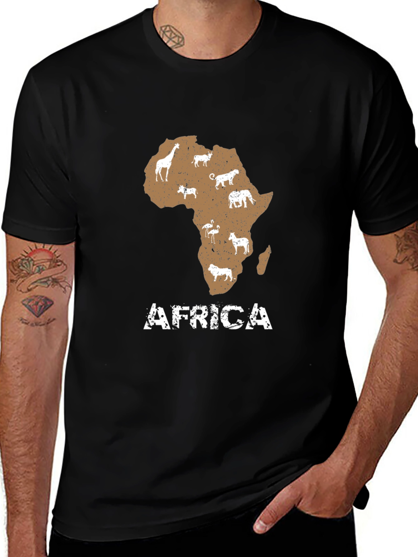 Africa Map Graphic T-Shirt - Animal Continent Tee