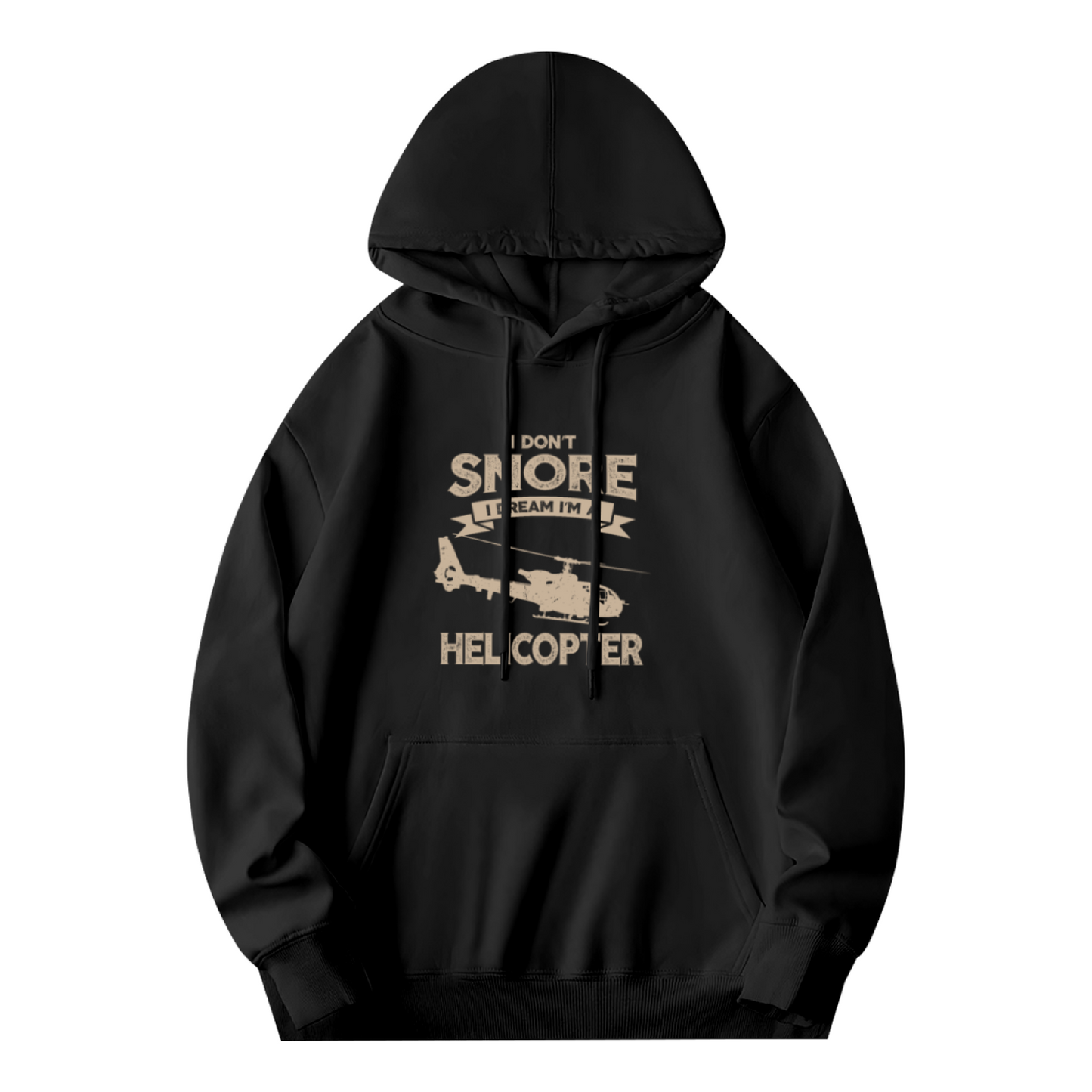 Funny Helicopter Snore Quote Hoodie, Men Comfort Vintage Print Black Hoodie