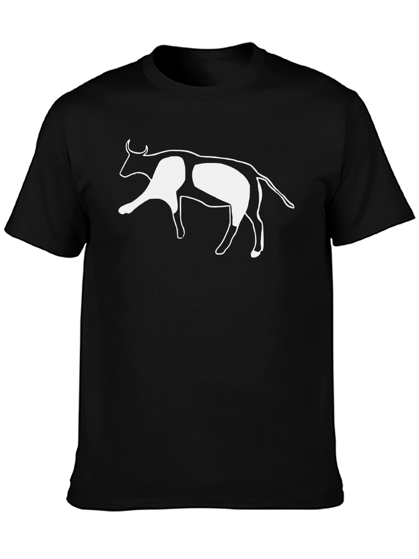 Black T-Shirt with White Cow Graphic