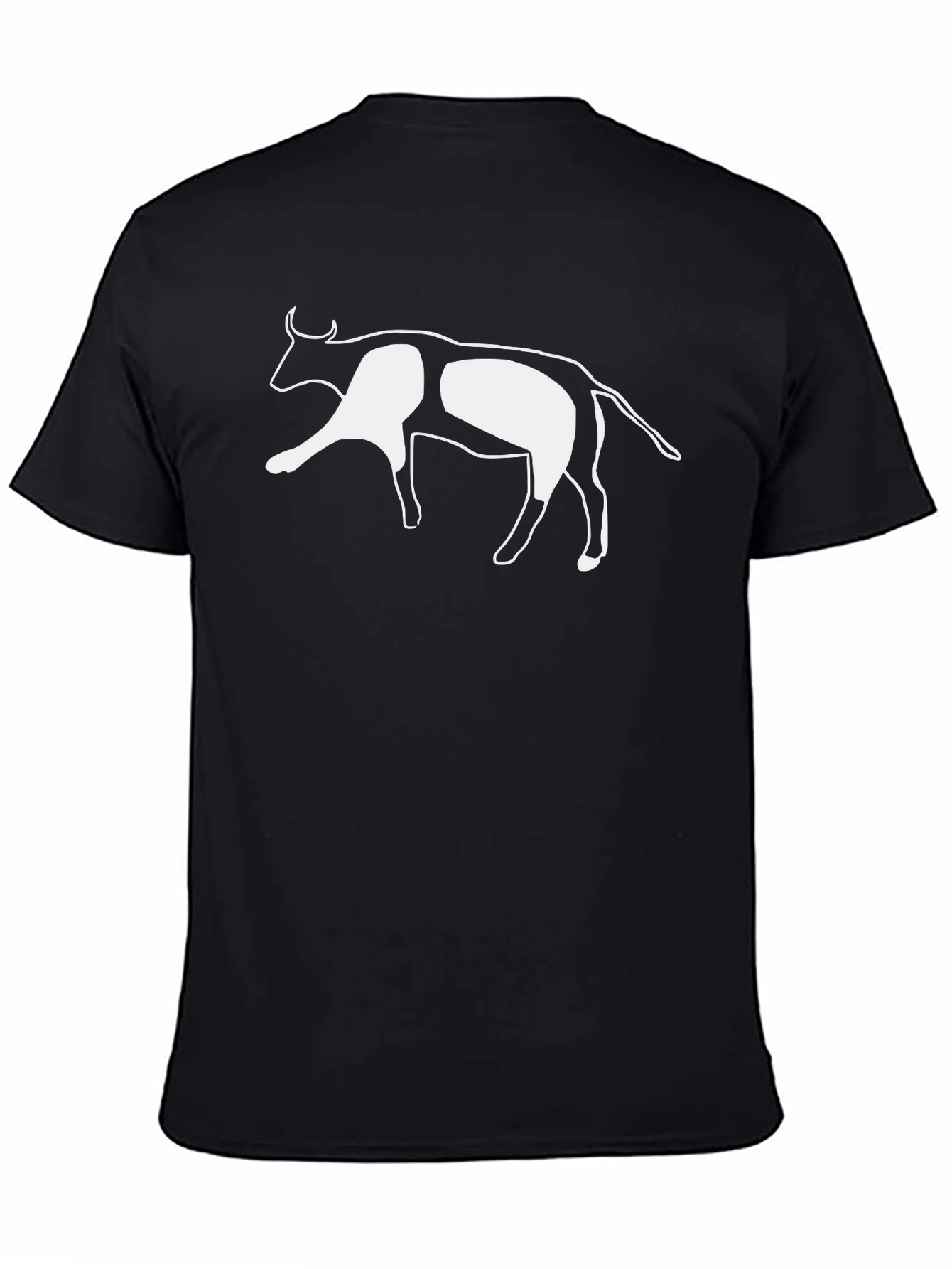 Black T-Shirt with White Cow Graphic