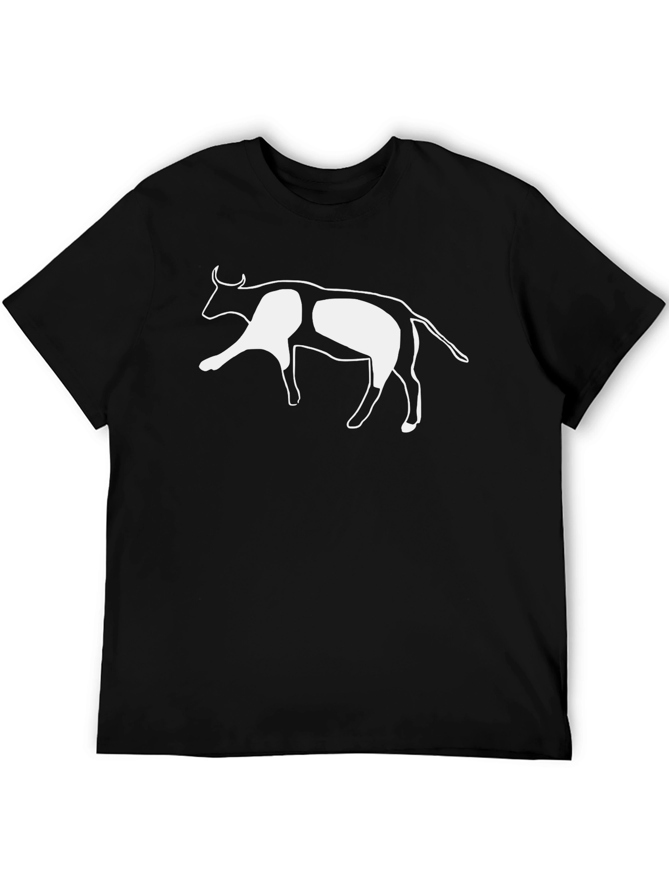 Black T-Shirt with White Cow Graphic