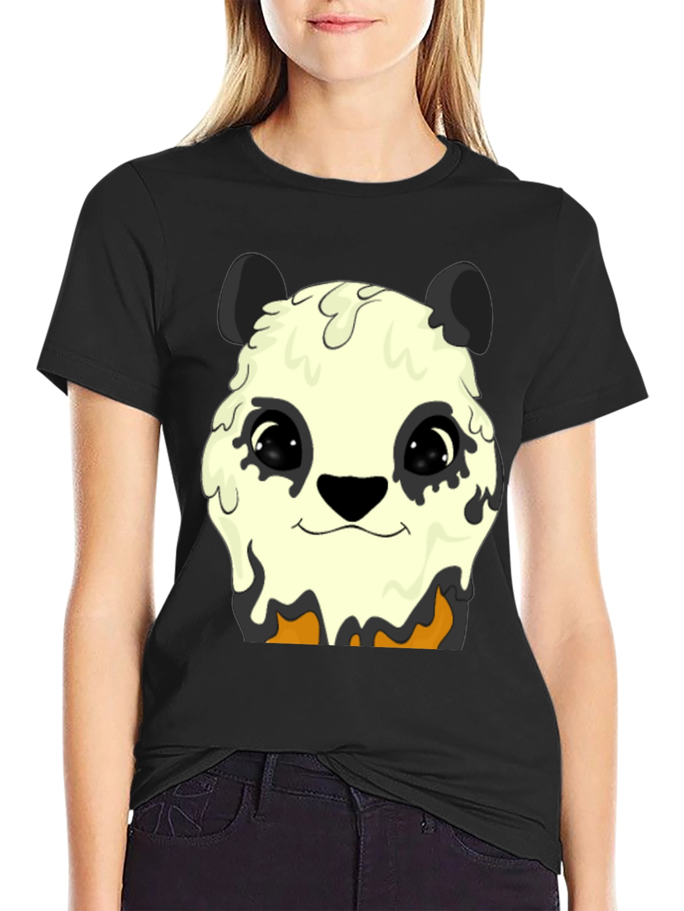 Melting Panda Graphic Tee - Trendy Animal Print Shirt