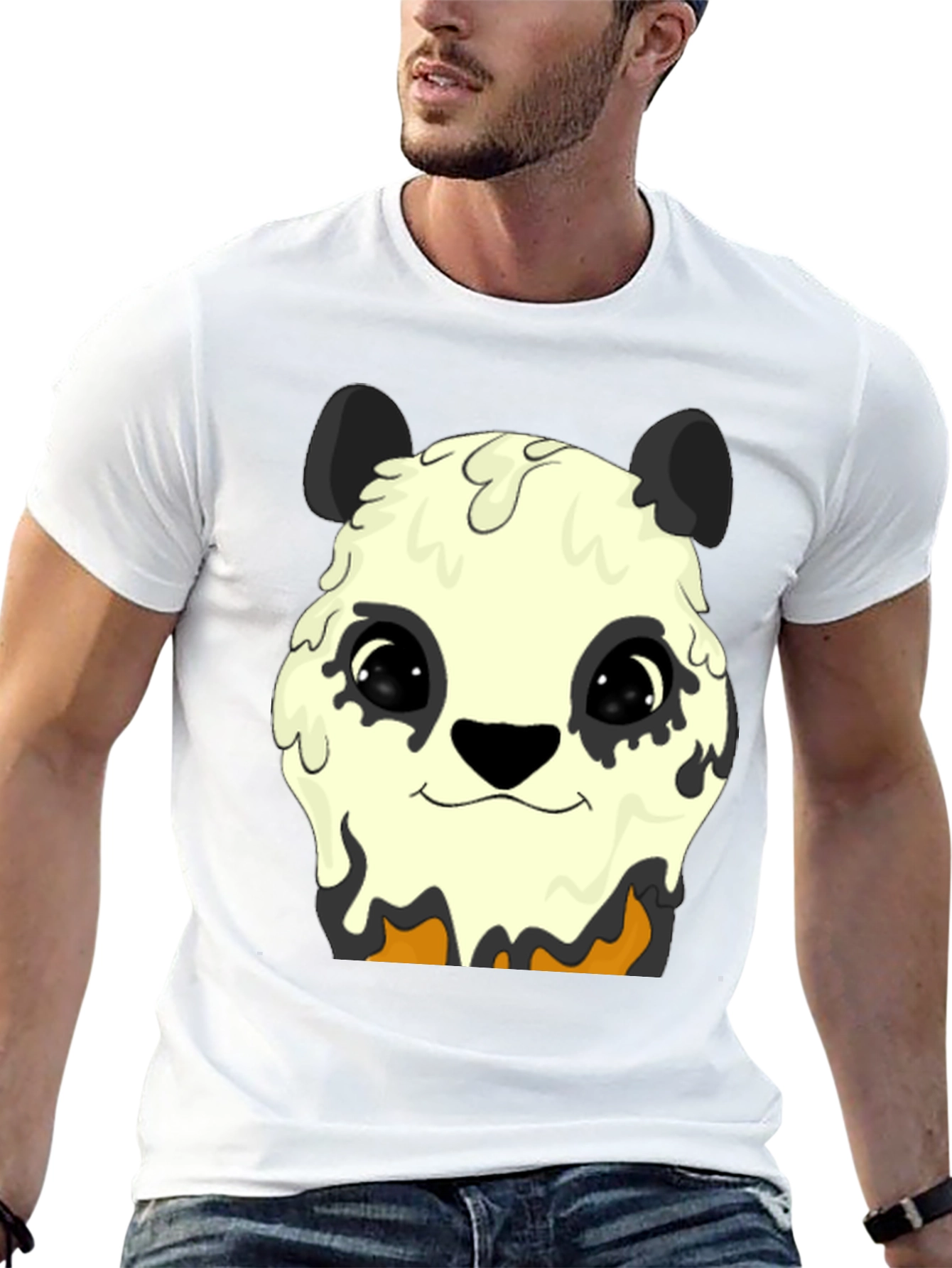Melting Panda Graphic Tee - Trendy Animal Print Shirt