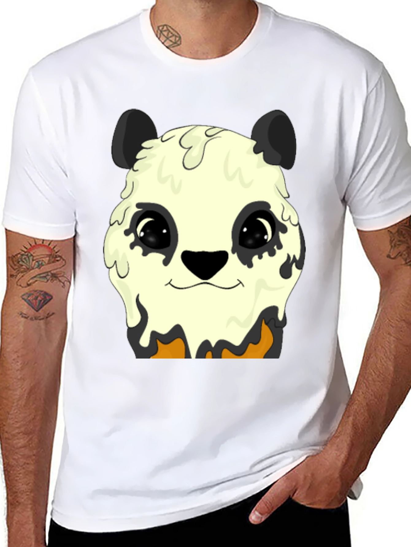 Melting Panda Graphic Tee - Trendy Animal Print Shirt