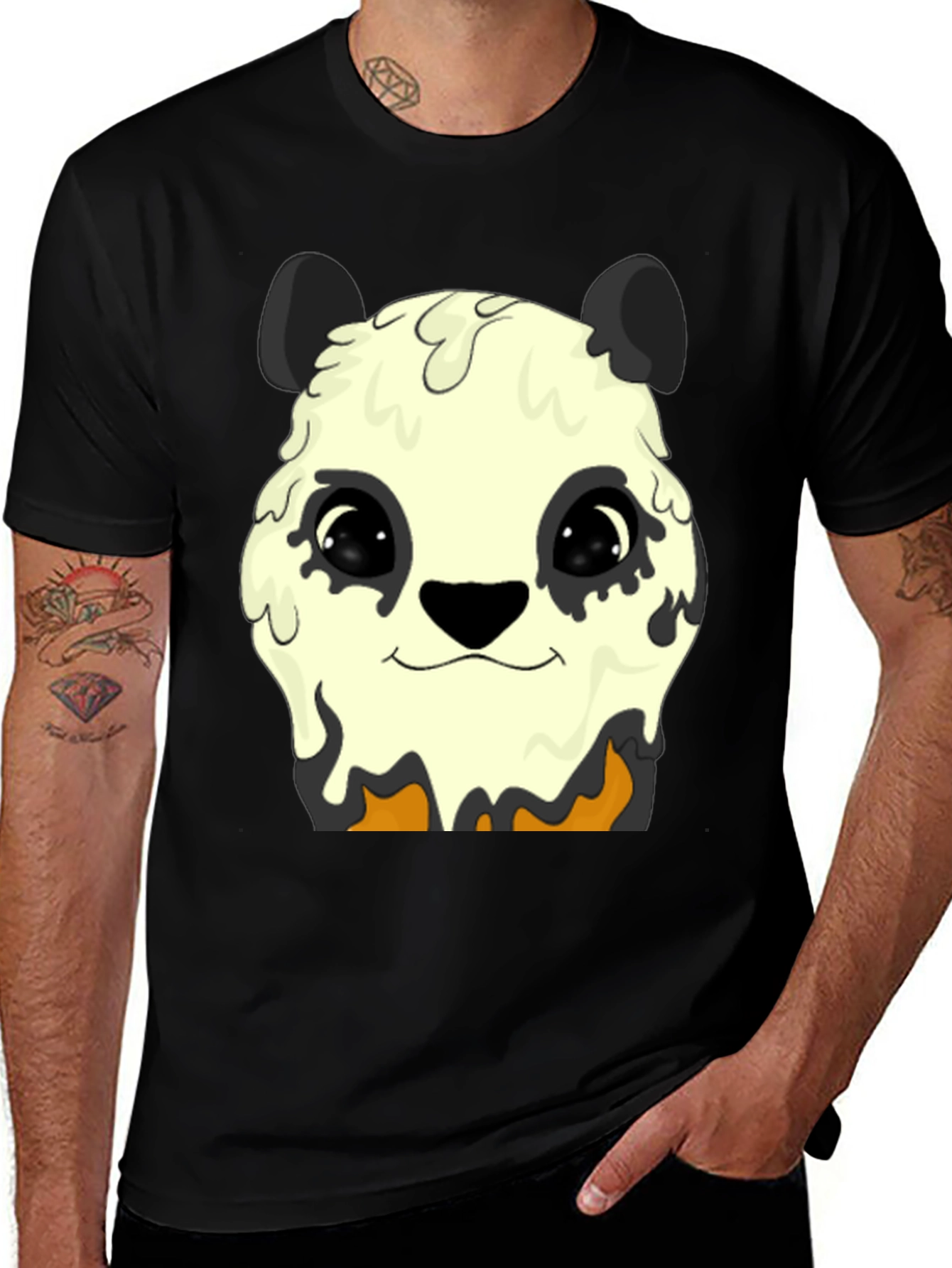 Melting Panda Graphic Tee - Trendy Animal Print Shirt