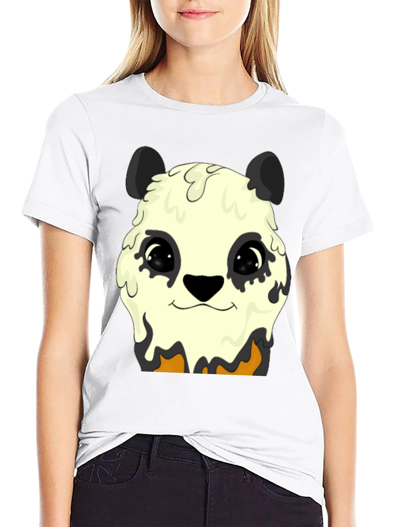 Melting Panda Graphic Tee - Trendy Animal Print Shirt