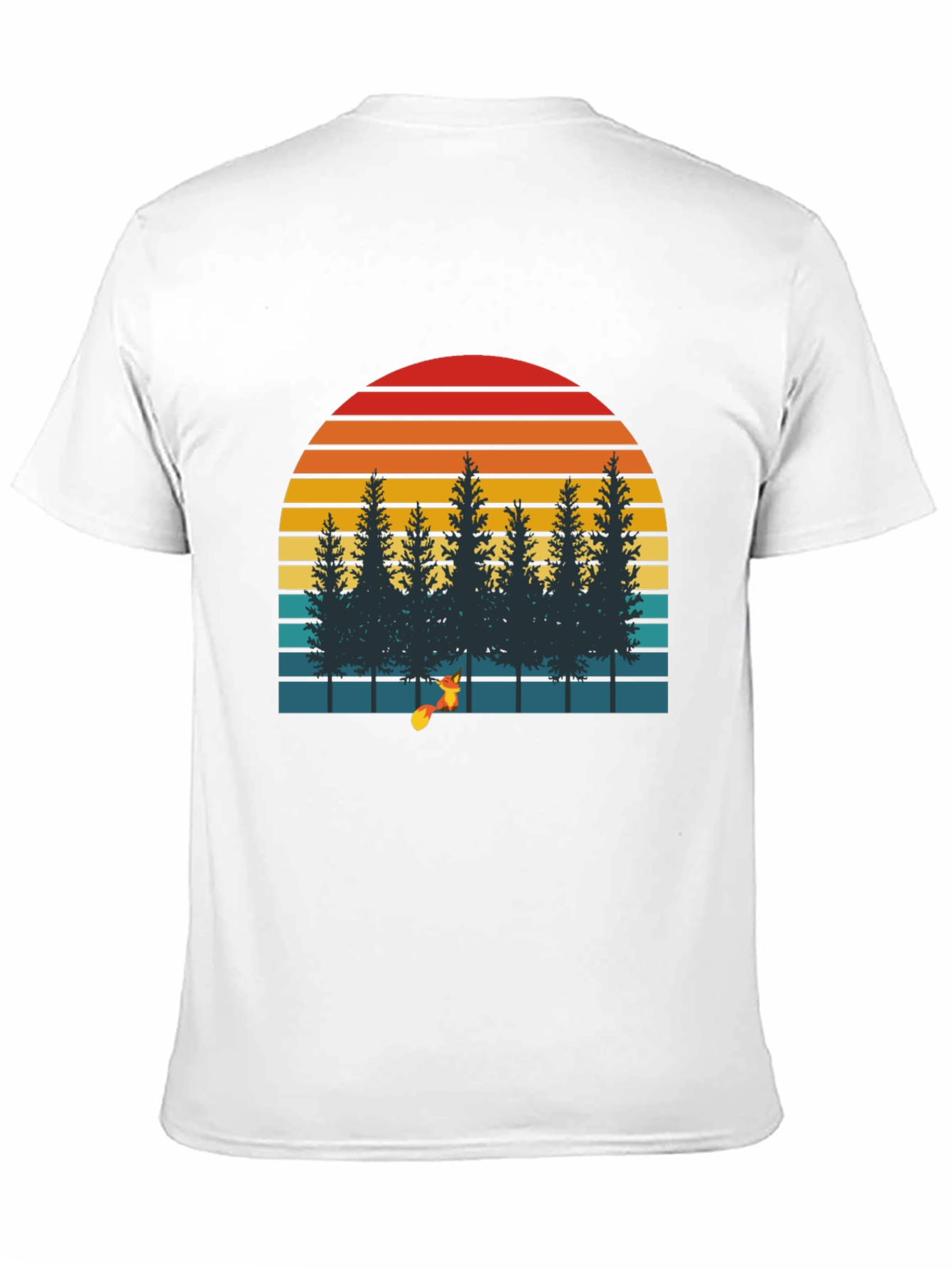 Retro Sunset Forest Fox Graphic T-Shirt