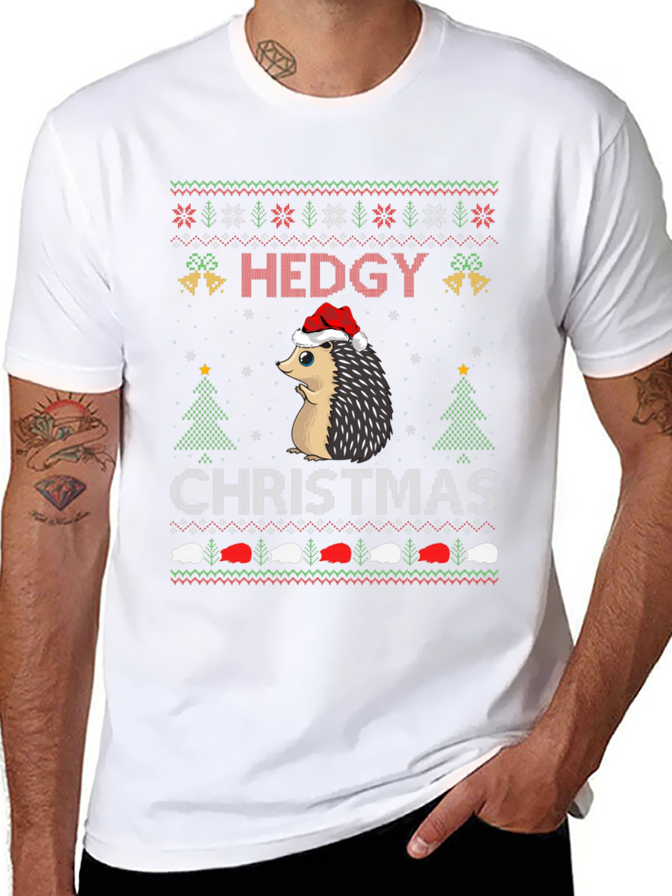 Hedgy Christmas T-Shirt - Ugly Sweater Style