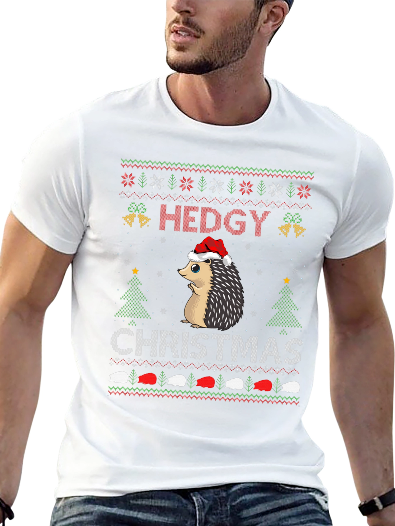Hedgy Christmas T-Shirt - Ugly Sweater Style