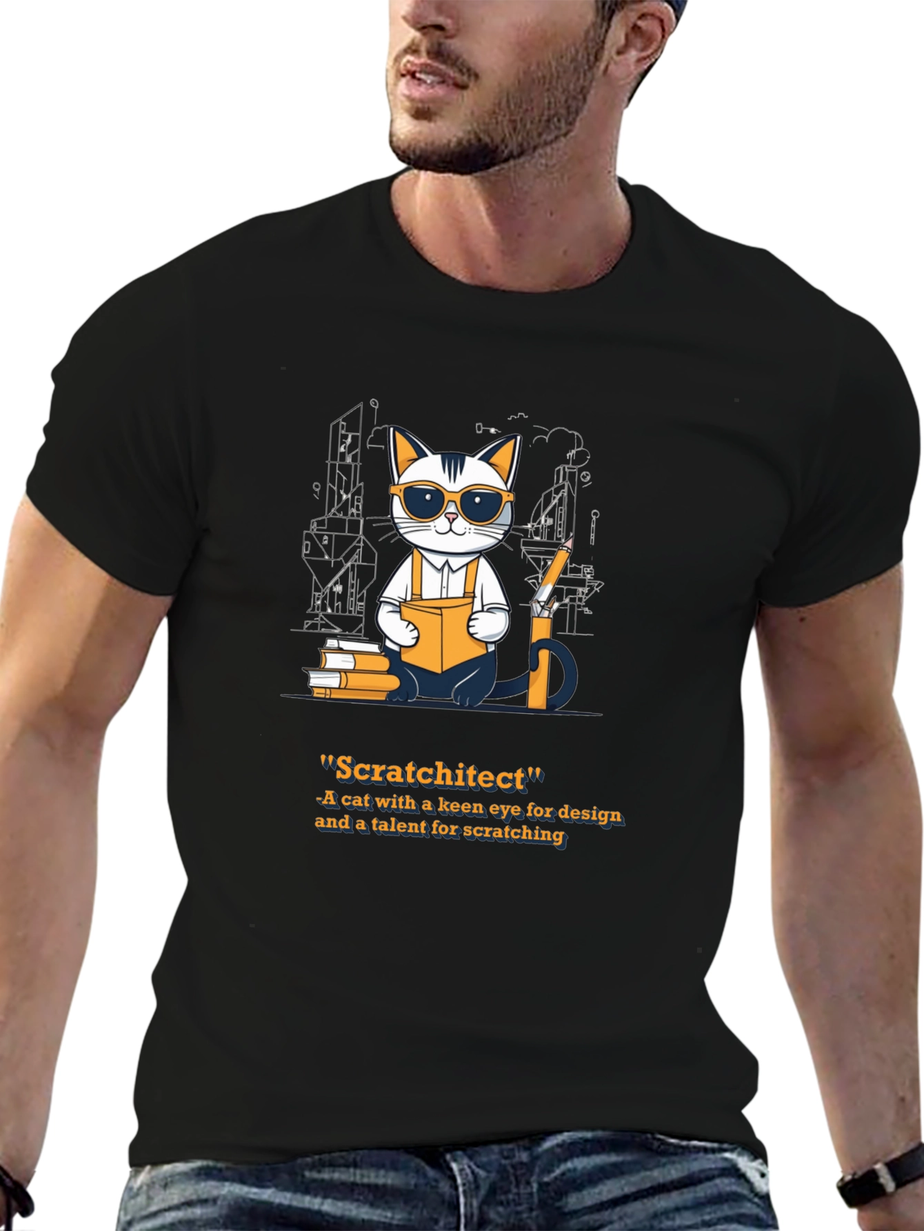 Scratchitect T-Shirt - Cat Architect Design