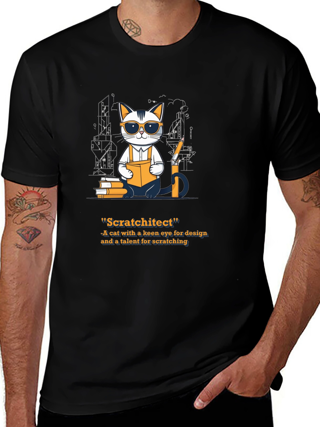 Scratchitect T-Shirt - Cat Architect Design