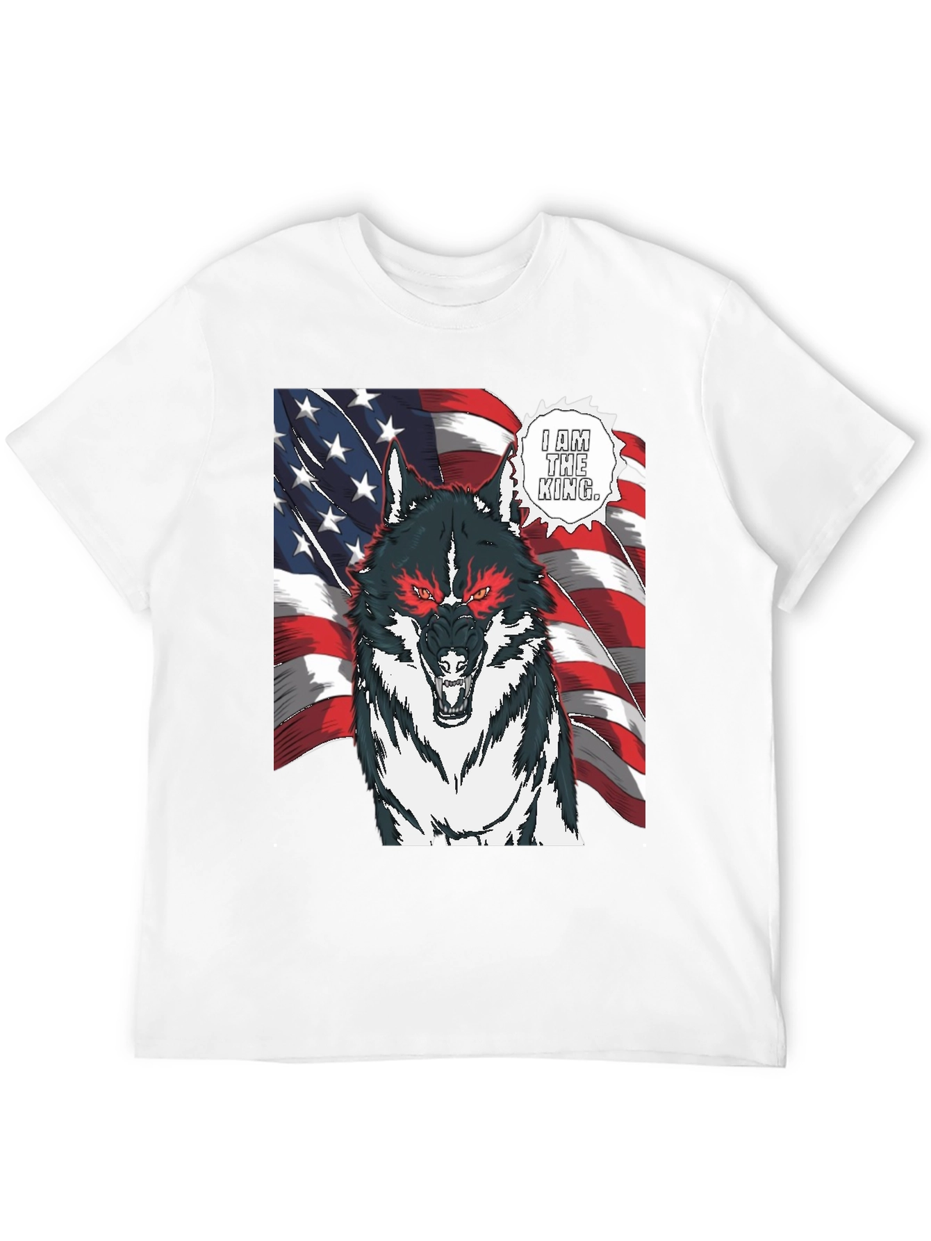Wolf King American Flag Graphic T-Shirt