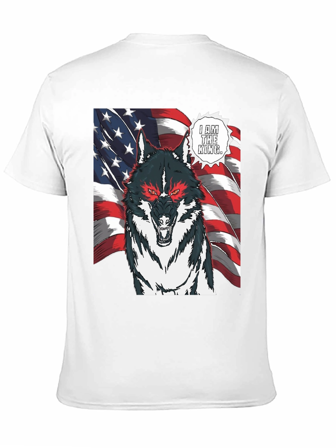 Wolf King American Flag Graphic T-Shirt