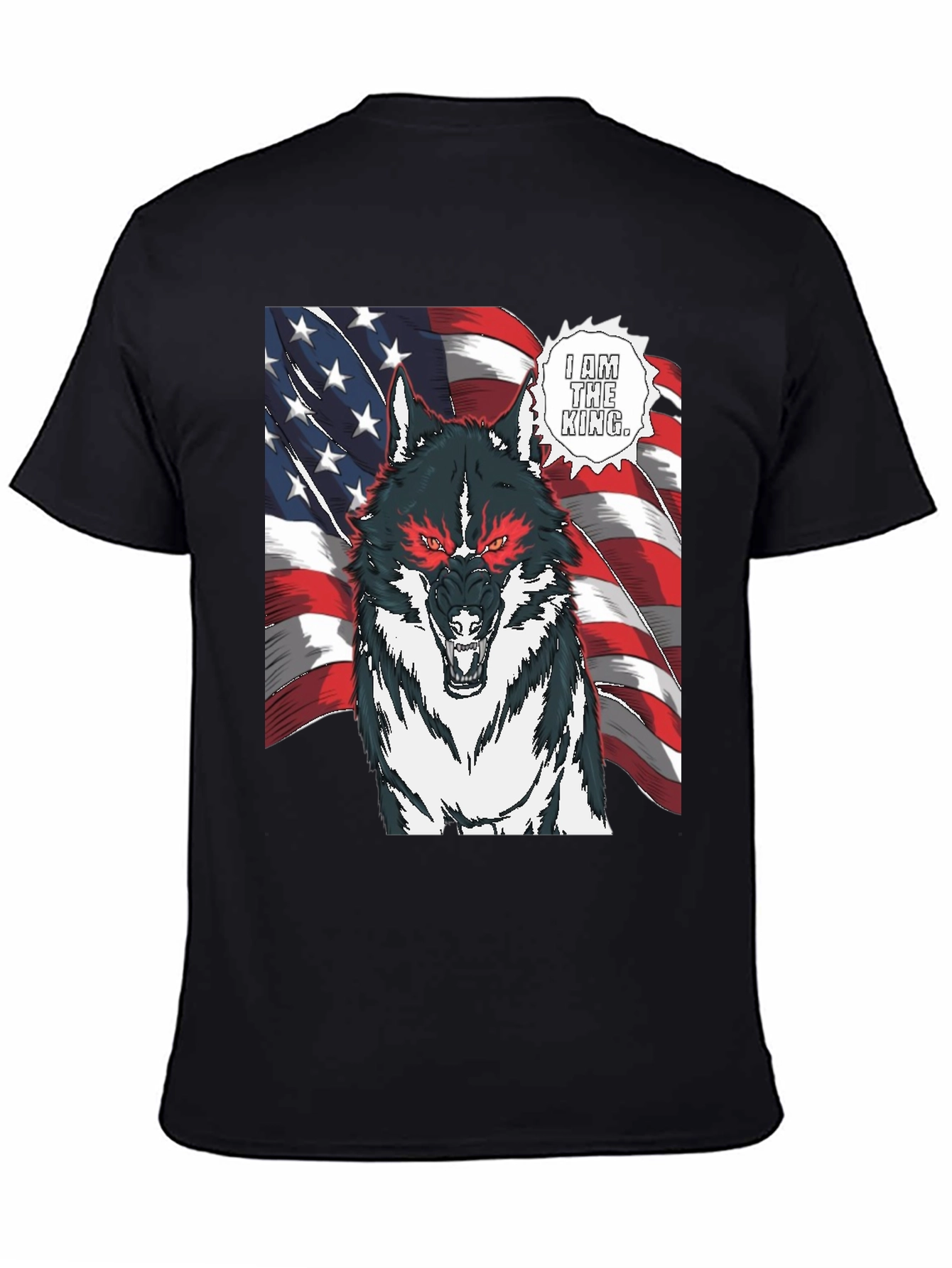 Wolf King American Flag Graphic T-Shirt