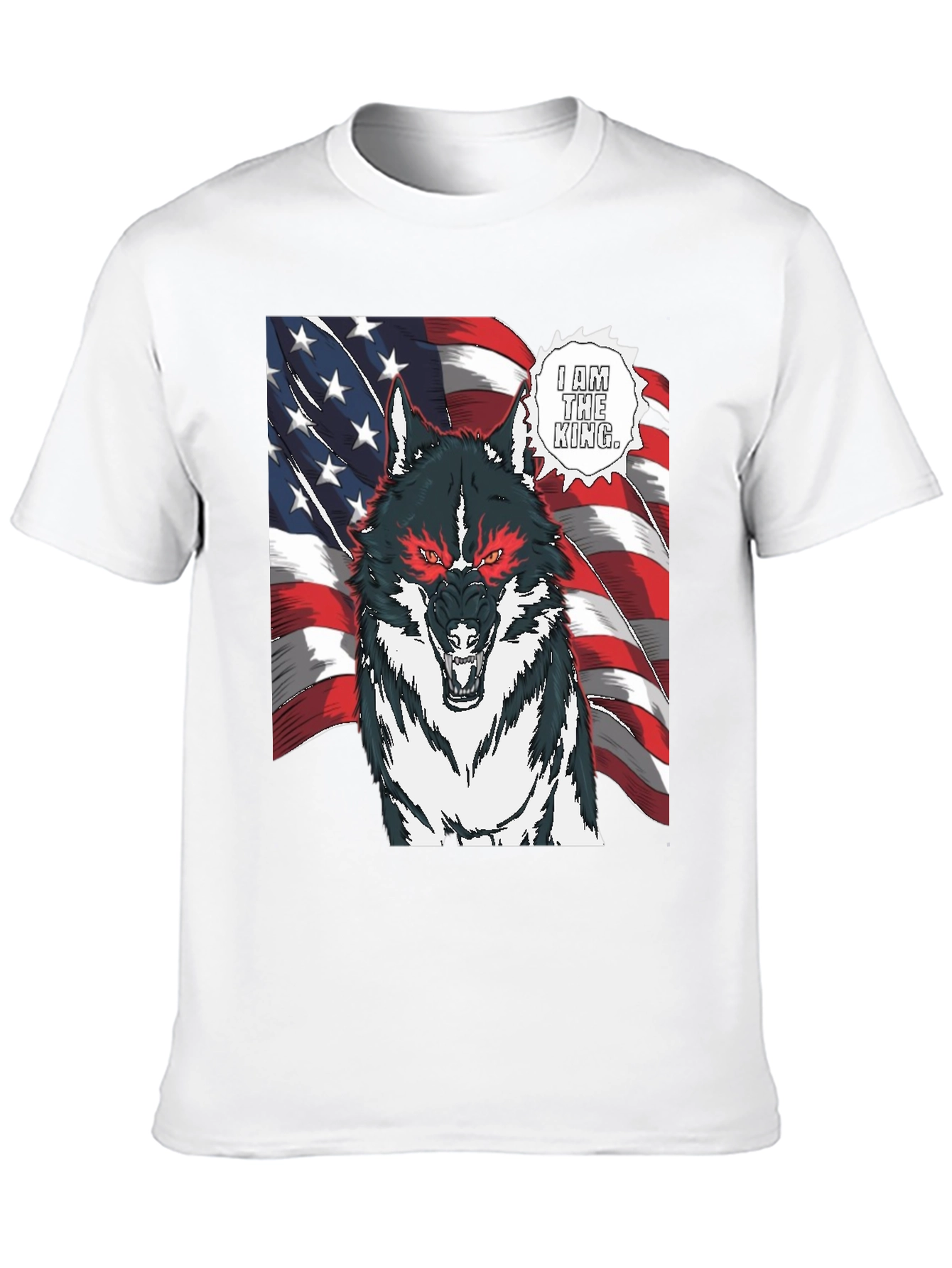 Wolf King American Flag Graphic T-Shirt