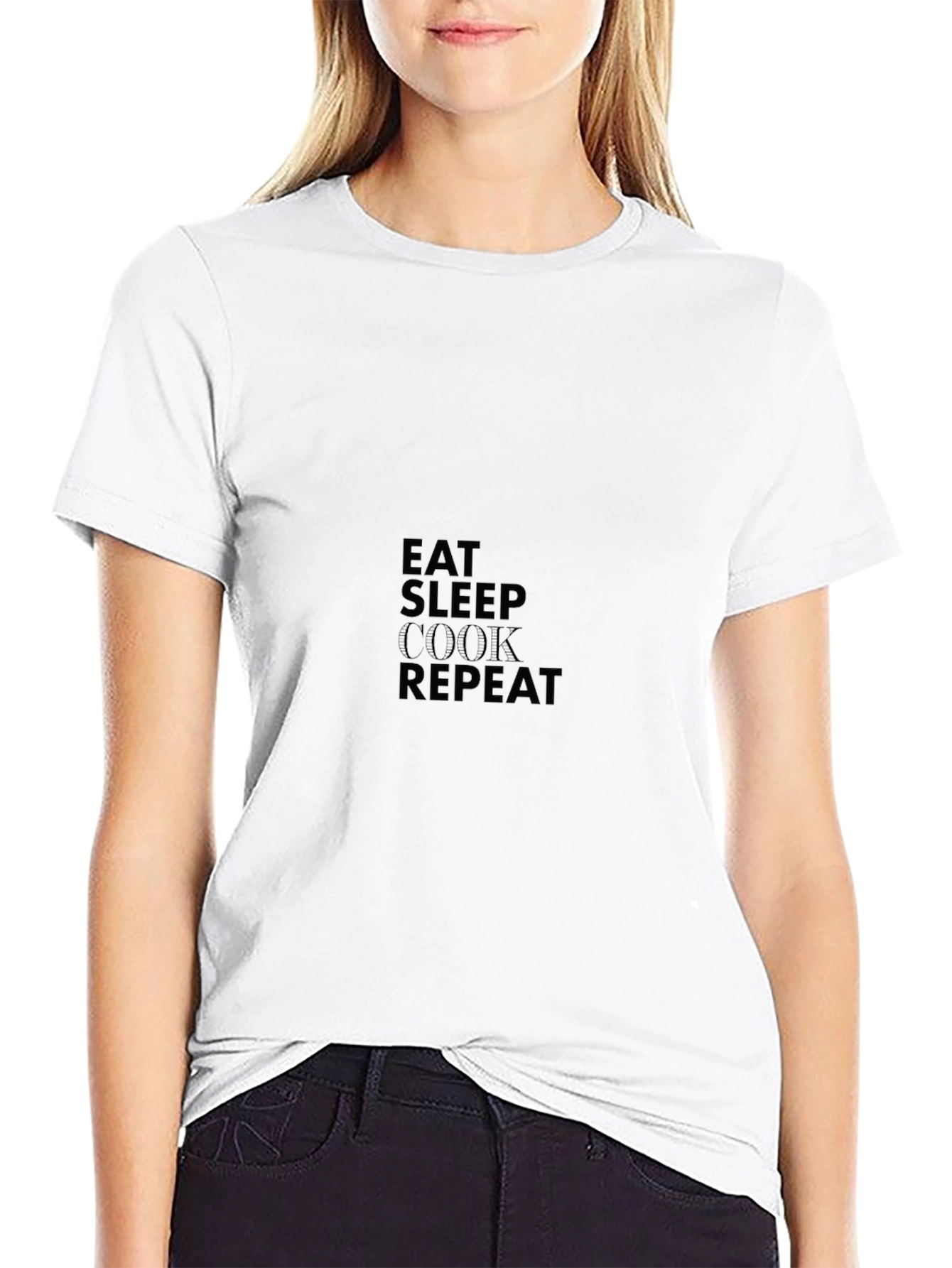 Eat Sleep Cook Repeat Black T-Shirt