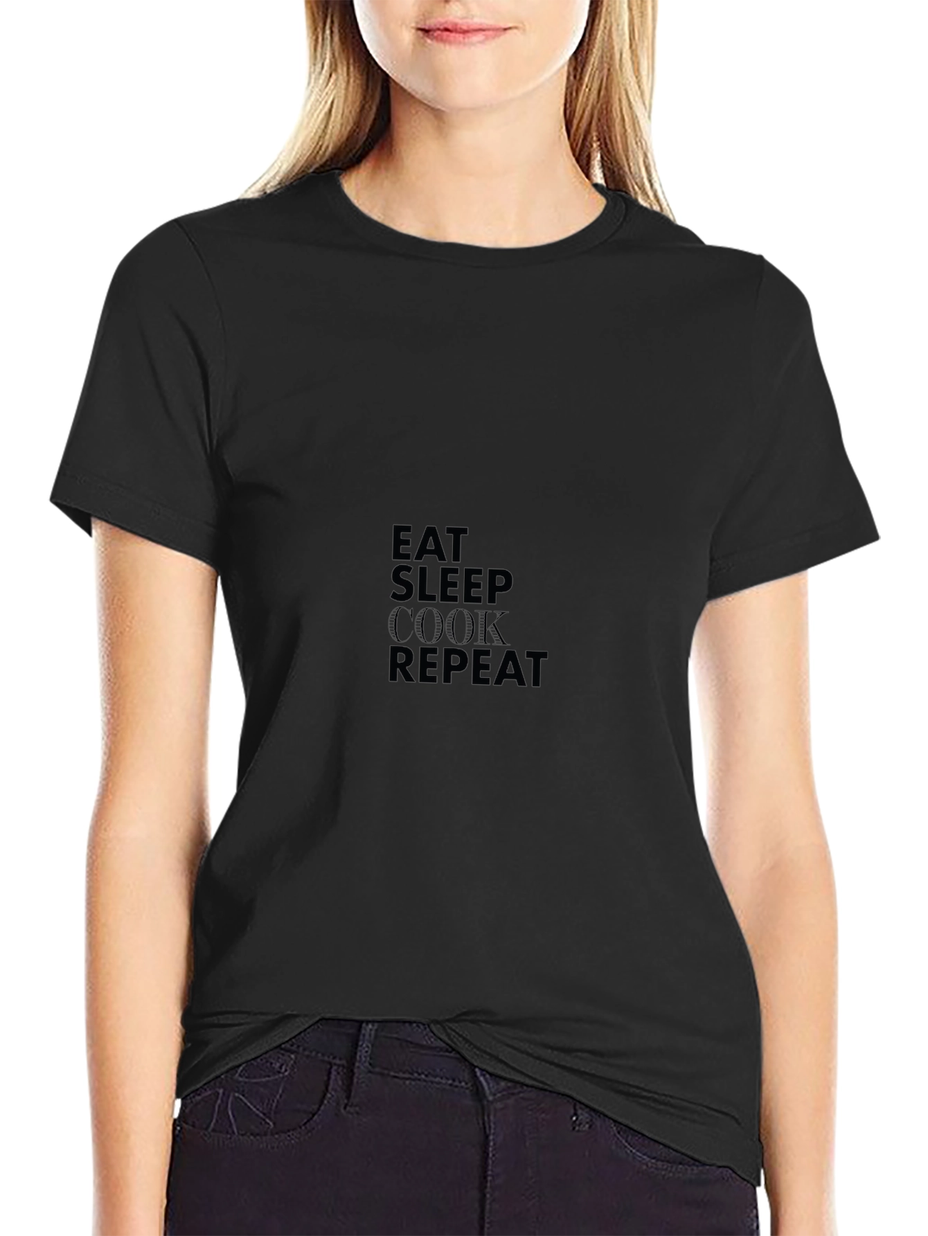 Eat Sleep Cook Repeat Black T-Shirt