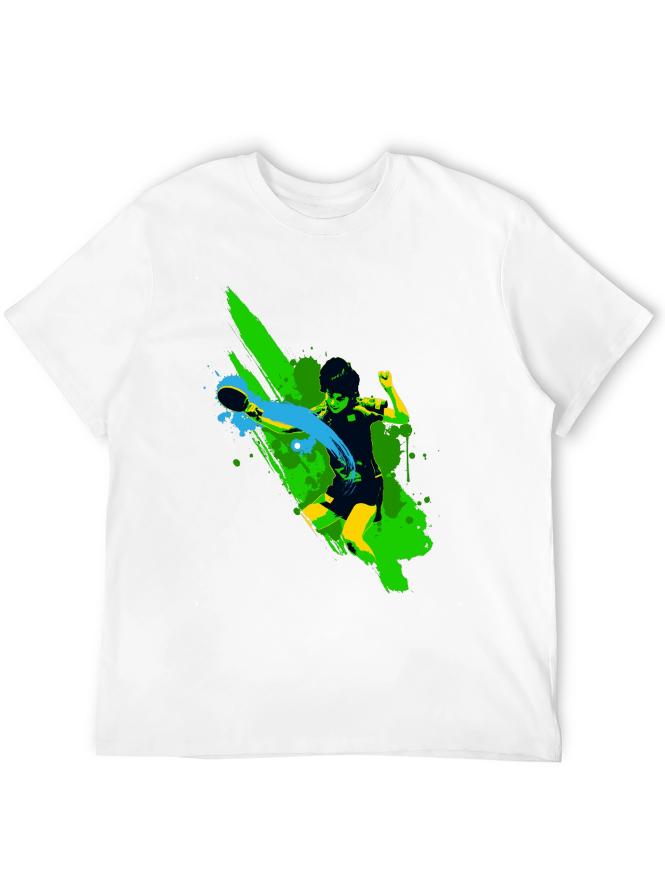 Ping Pong Player Graphic Black T-Shirt